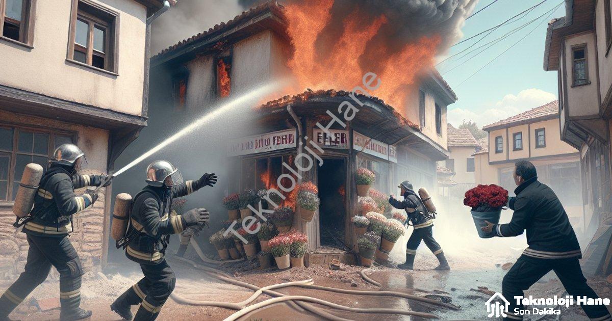 "Aydın Efeler'de Çiçekçi Yangını: Komşuların Dikkati Faciayı Önledi" başlıklı haber için fotorealist